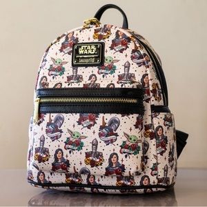Loungefly Star Wars the Mandalorian Tattoo Print Mini Backpack